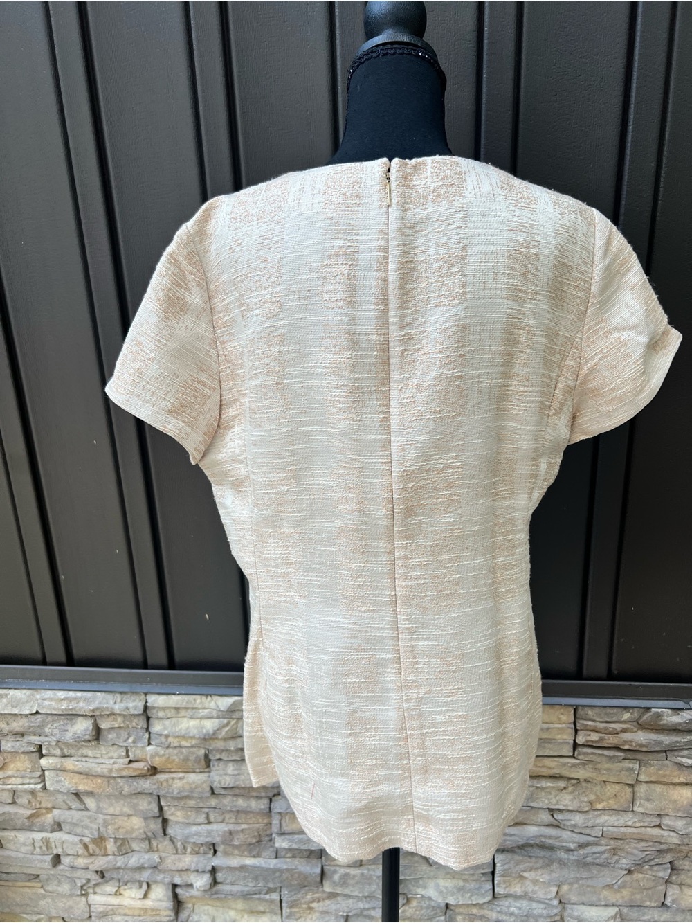 Tory Burch Ivory Textured Short-Sleeve Tunic with Embellished Pockets - Picture 7 of 7
